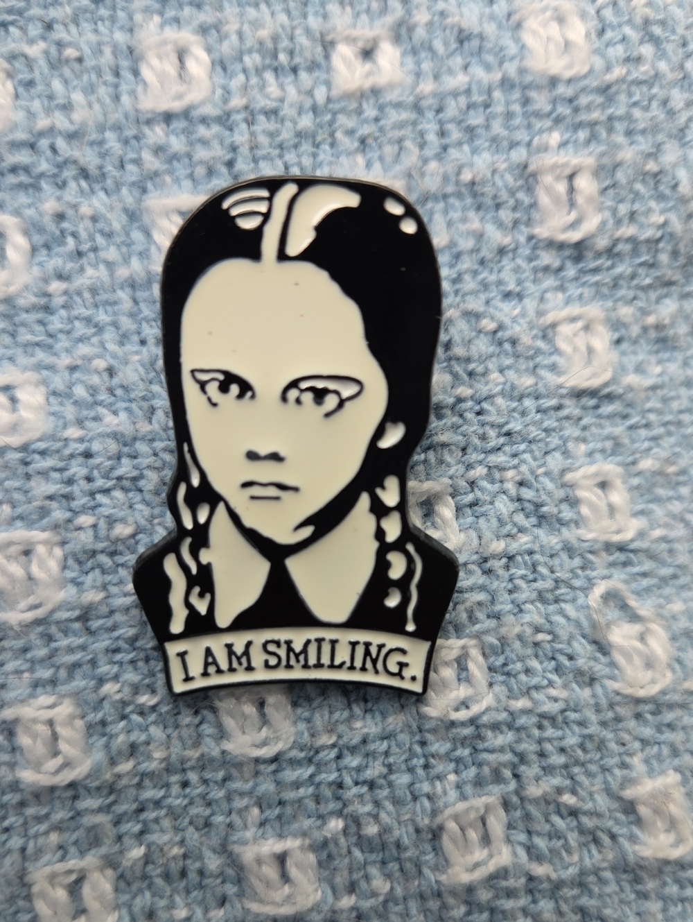 Addams Family Wednesday "I Am Smiling" Enamel Pin. NWT.